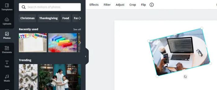 Xoay một ảnh trong Canva