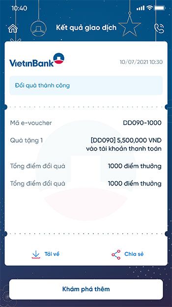 Hướng dẫn đổi điểm tích lũy Vietinbank 12*412823