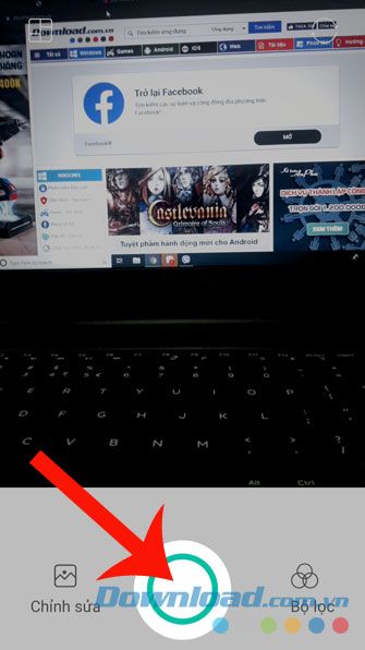 Nhấn vào hình tròn để chụp ảnh