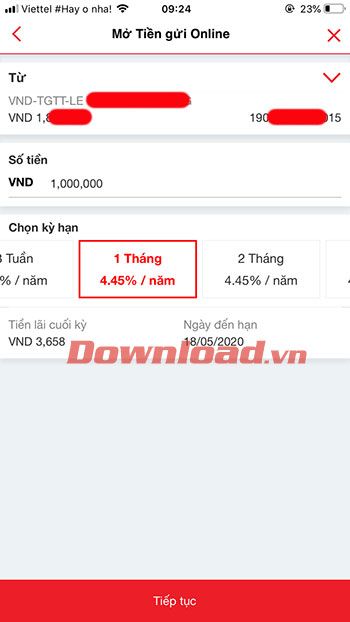 Chọn số tiền trên ứng dụng Fast Mobile