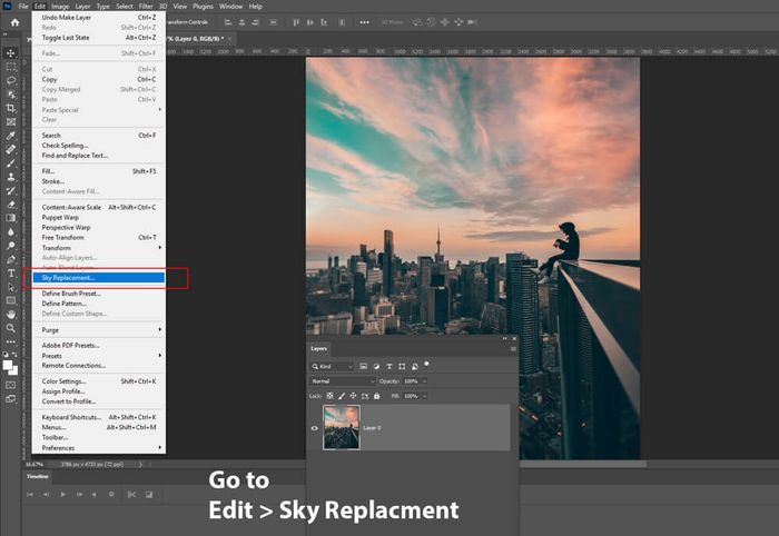 Chức năng thay đổi bầu trời trong Photoshop 2021