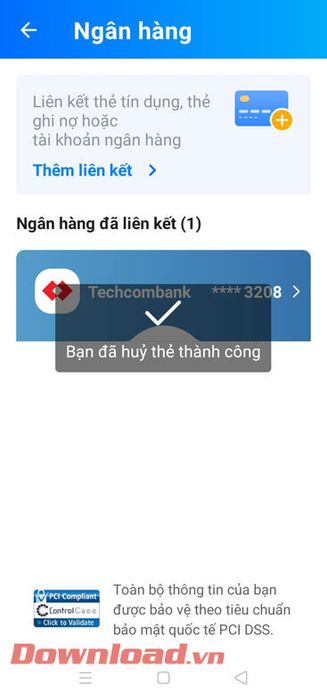 Liên kết tài khoản đã được hủy bỏ