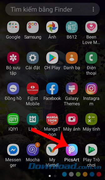 Mở ứng dụng PicsArt