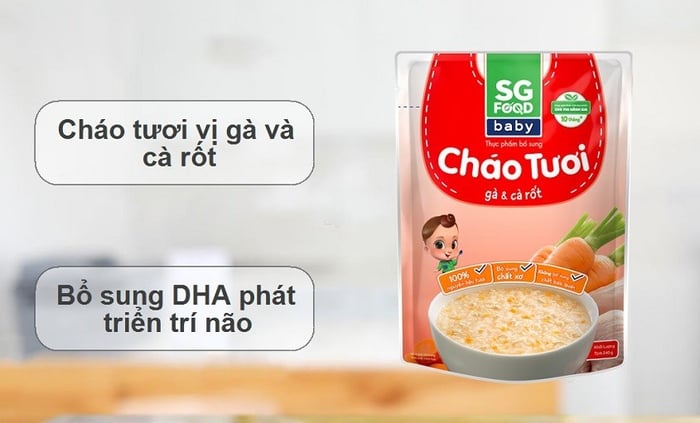 Cháo tươi SG Food Baby vị gà, cà rốt gói 240g (dành cho bé từ 10 tháng tuổi)