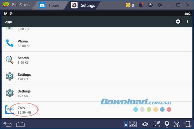 Bấm vào ứng dụng trong BlueStacks