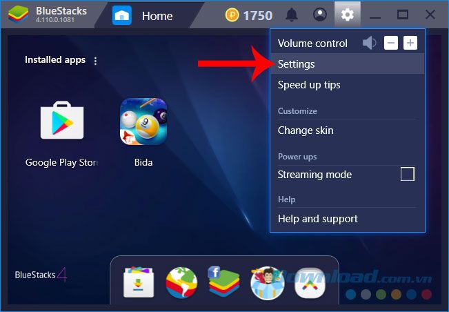 Giao diện chính của BlueStacks