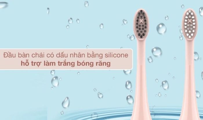 Bàn chải điện Halio Sonic Whitening Electric Toothbrush Rose Gold có 2 đầu