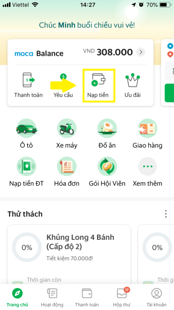 Giao diện của Grab