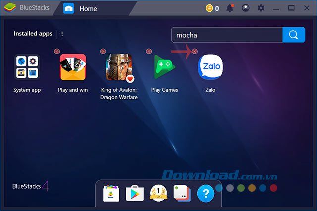 Xóa ứng dụng trên BlueStacks