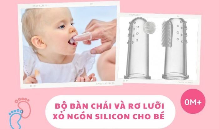 Bộ bàn chải và rơ lưỡi xỏ ngón Marcus & Marcus MNMRC01 làm từ silicone mềm (phù hợp từ 0 tháng tuổi)