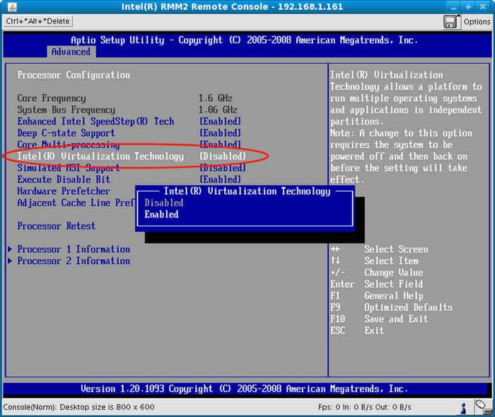 Kích hoạt VT trên PC bằng cách điều chỉnh tùy chọn sang <strong>Enable</strong> và lưu lại cài đặt bằng cách nhấn <strong>F10</strong> trong BIOS.