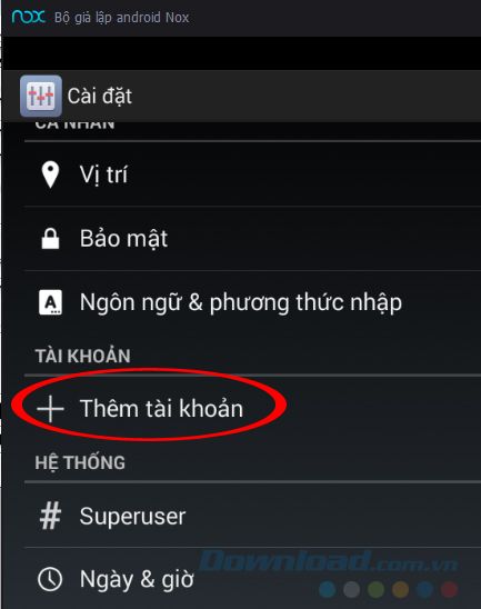 Thêm tài khoản