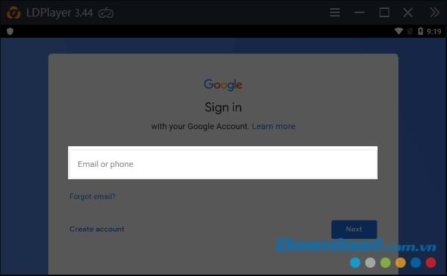 Nhập địa chỉ email vào LDPlayer