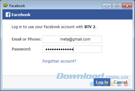 Đăng nhập vào tài khoản Facebook