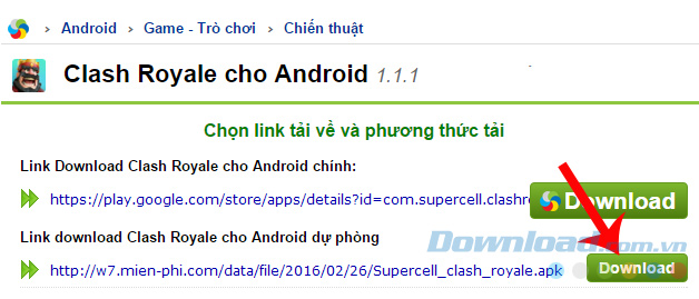 Tải file apk game Clash Royale