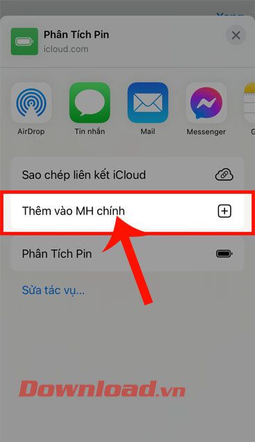 Chạm vào mục Thêm vào Màn hình chính