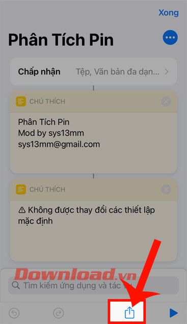 Chạm vào biểu tượng mũi tên lên