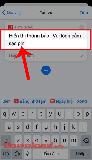 Đặt lại thông báo sạc pin