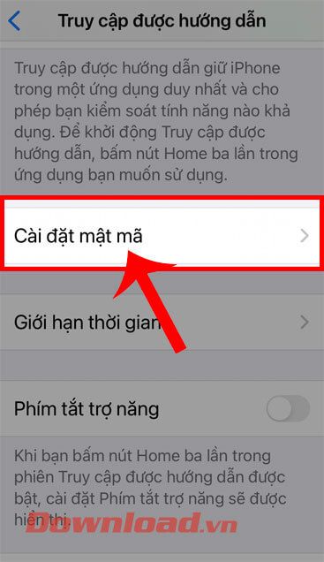 Chạm vào mục Cài đặt mật khẩu