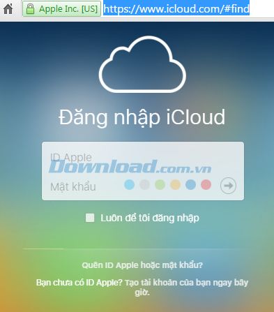 Trang chủ iCloud trên máy tính