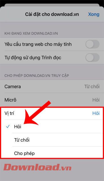 Quyền truy cập Vị trí