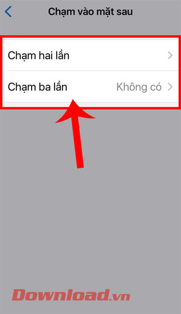 Chọn tác vụ Chạm hai lần hoặc Chạm ba lần