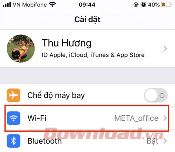 Chọn mục Wi-Fi