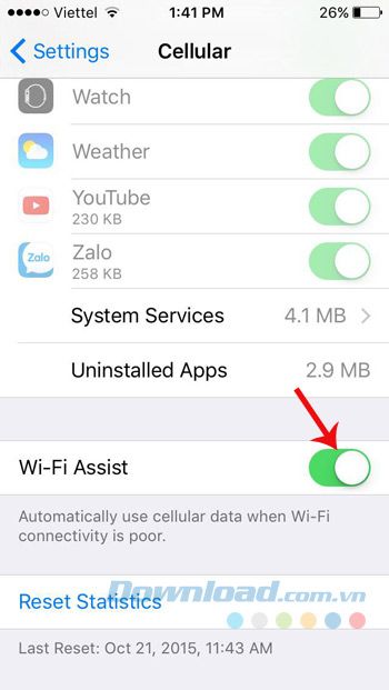 Vô hiệu hóa Wifi Assist