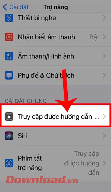 Chạm vào mục Truy cập được hướng dẫn