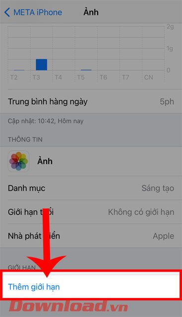 Chọn mục Thêm giới hạn