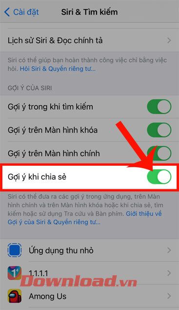 Kéo công tắc ở mục Gợi ý khi chia sẻ