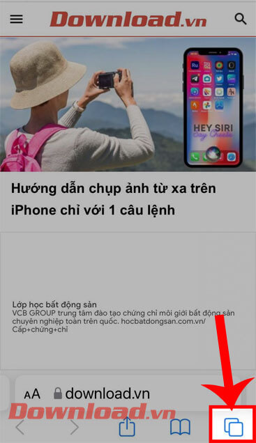 Chạm vào biểu tượng tab