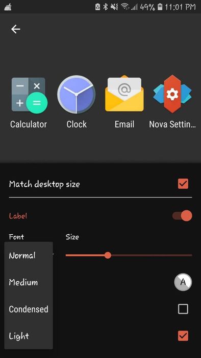 Font trên Nova Launcher