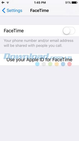 Facetime đã được tắt