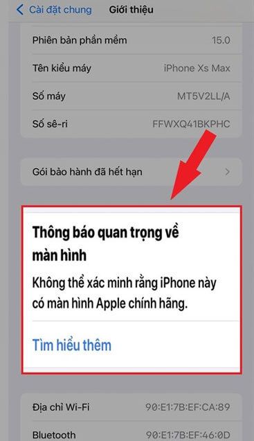 iPhone đã bị thay màn hình