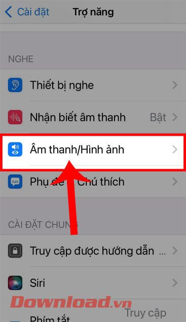 Chạm vào <em>Âm thanh/Hình ảnh</em>.