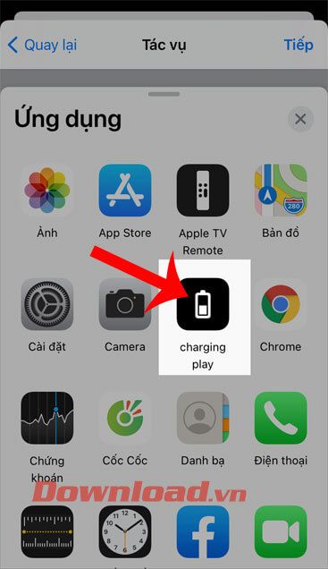 Chọn ứng dụng Charging Play