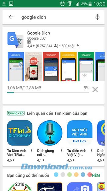 Hoàn tất việc cài đặt Google Dịch