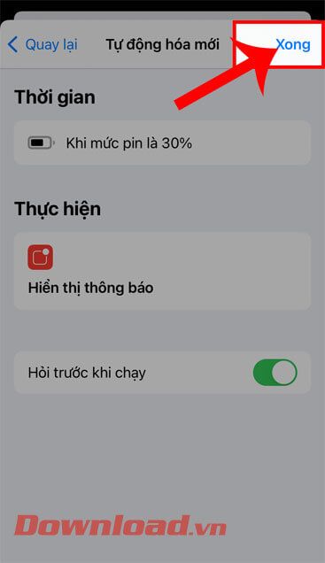 Bấm vào nút Hoàn tất