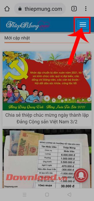 Nhấn vào biểu tượng dấu ba chấm