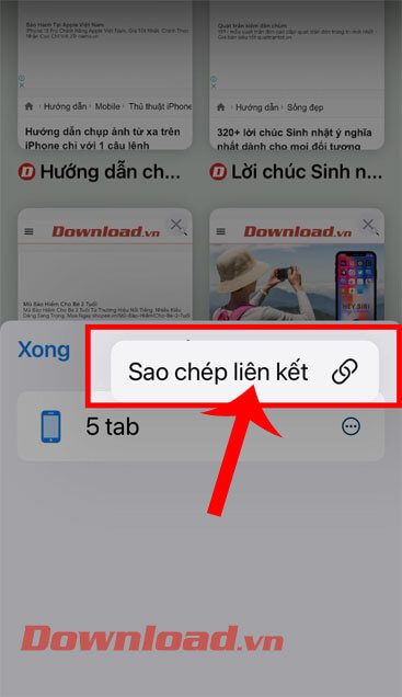 Chọn nút Sao chép liên kết