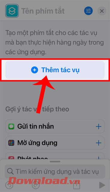 Nhấn vào nút Thêm tác vụ