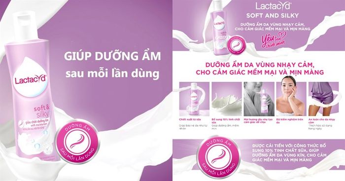 Dung dịch vệ sinh phụ nữ Lactacyd Soft & Silky 150ml giúp giảm mùi hôi.