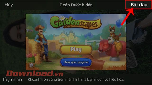 Chạm vào nút Bắt đầu để bắt đầu quá trình.