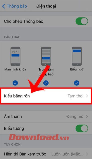 Chọn vào phần Kiểu biểu ngữ