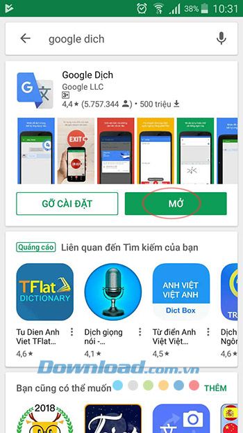 Khởi động Google Dịch