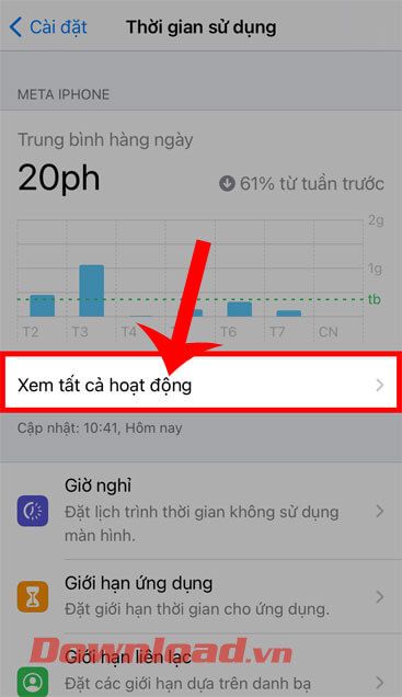 Chạm vào Xem tất cả hoạt động