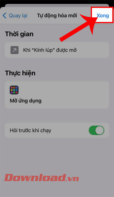 Nhấn nút Xong