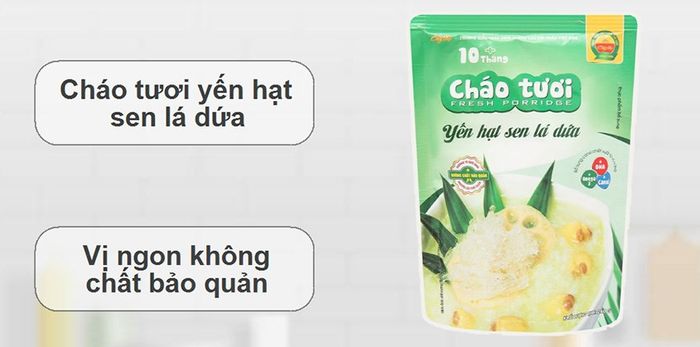 Cháo tươi Cây Thị vị yến hạt sen lá dứa, gói 260g