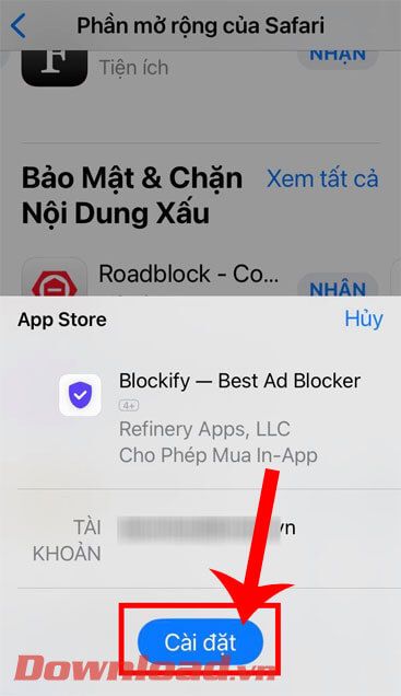 Chạm vào nút Cài đặt